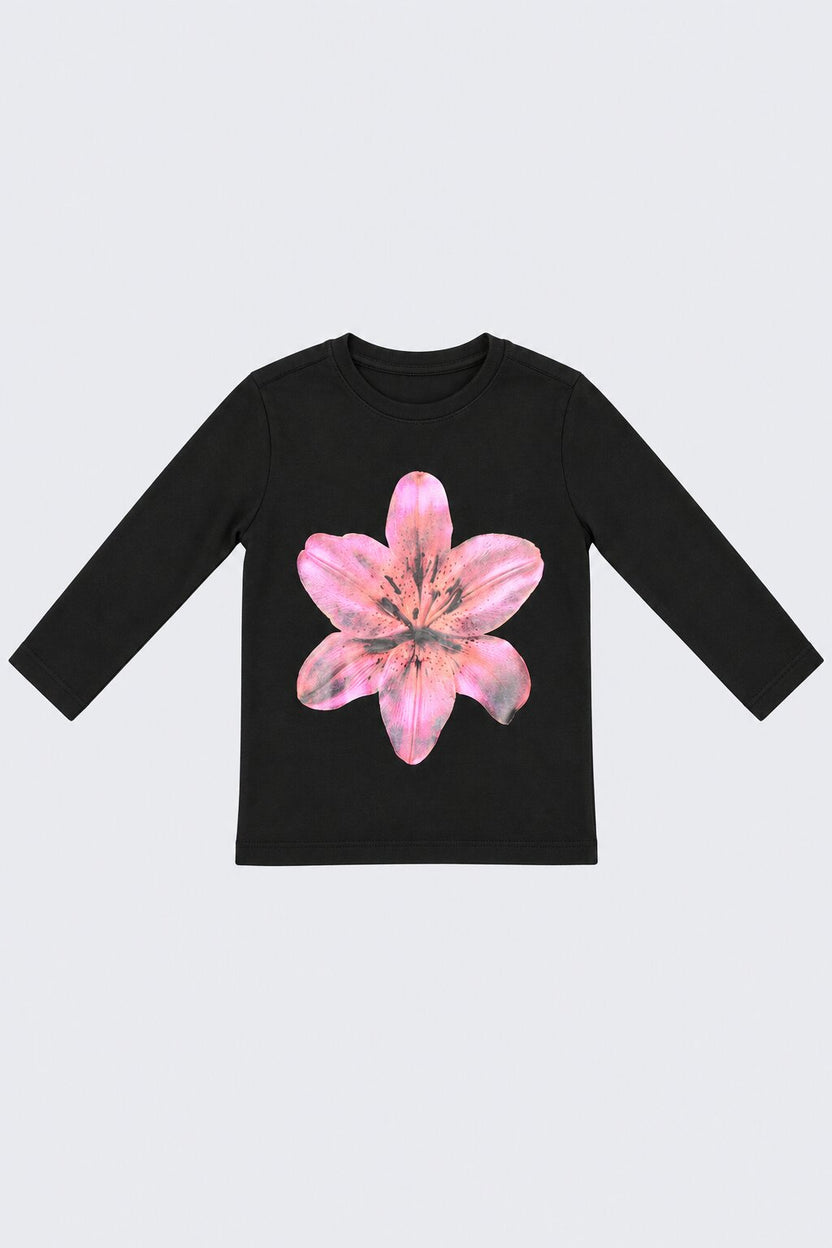 Tweens Girls Black Floral T-Shirt - Image 2