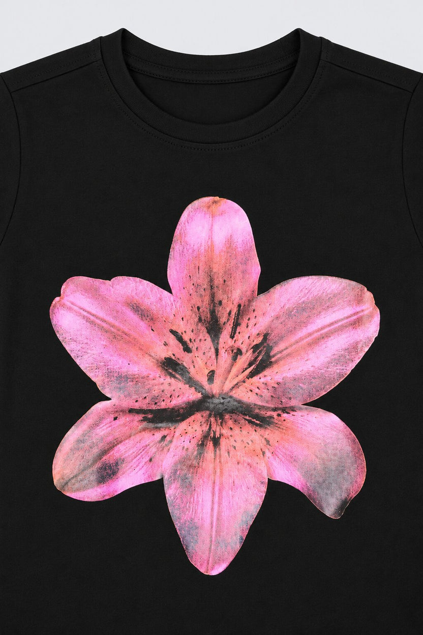 Tweens Girls Black Floral T-Shirt - Image 5