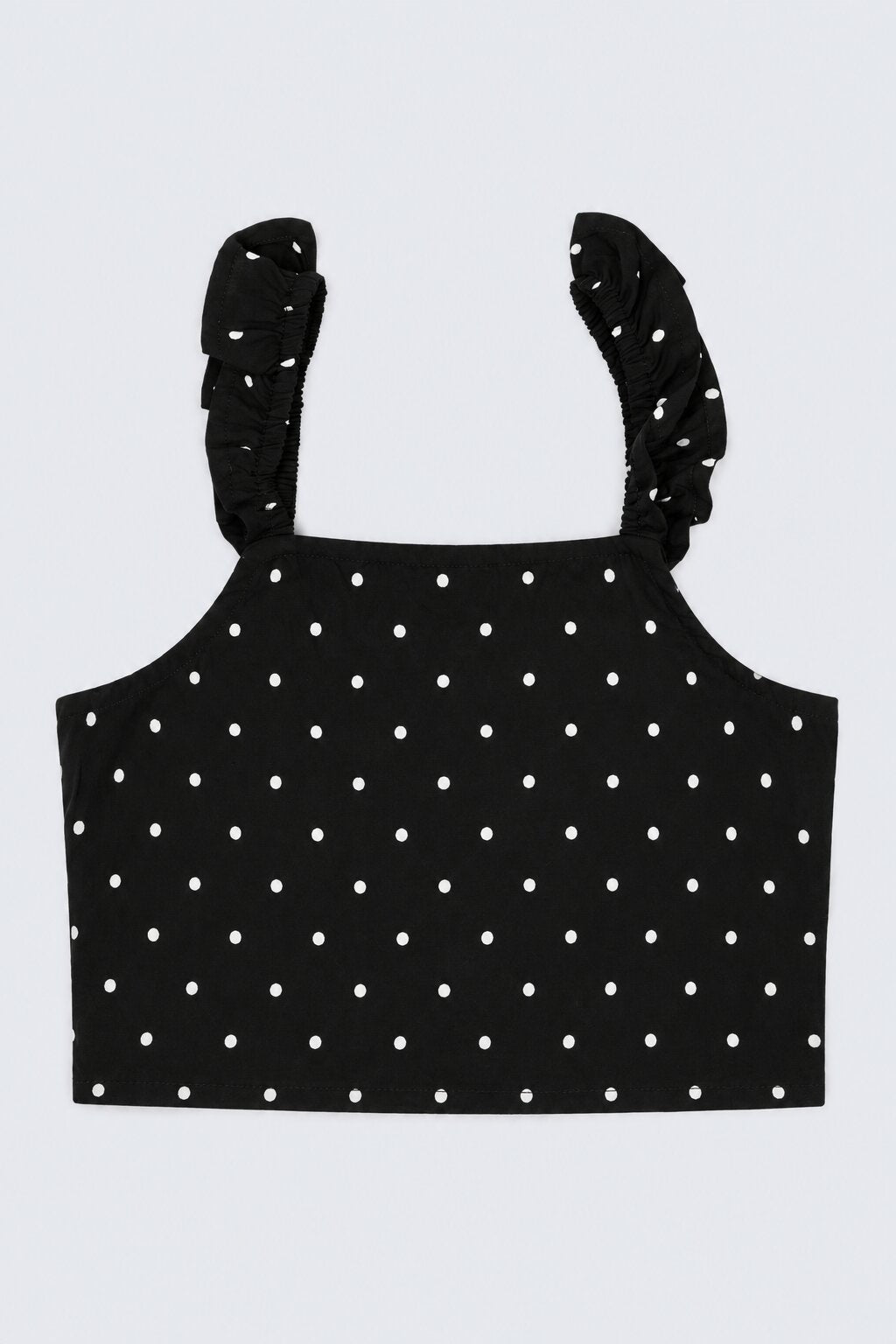 Tweens Girls Black Ruffle Polka Dot Top - Image 2