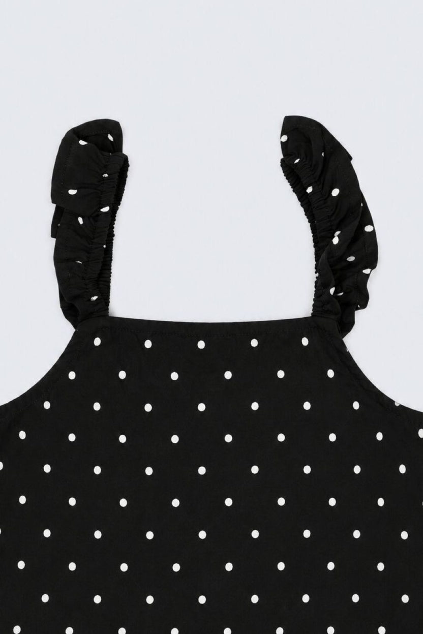 Tweens Girls Black Ruffle Polka Dot Top - Image 5