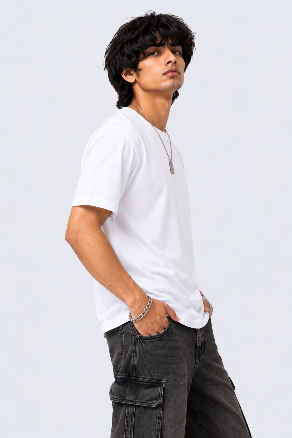Mens White Cotton Regular Fit T-Shirt - Image 4