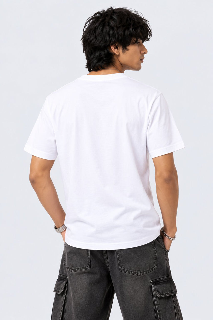 Mens White Cotton Regular Fit T-Shirt - Image 5