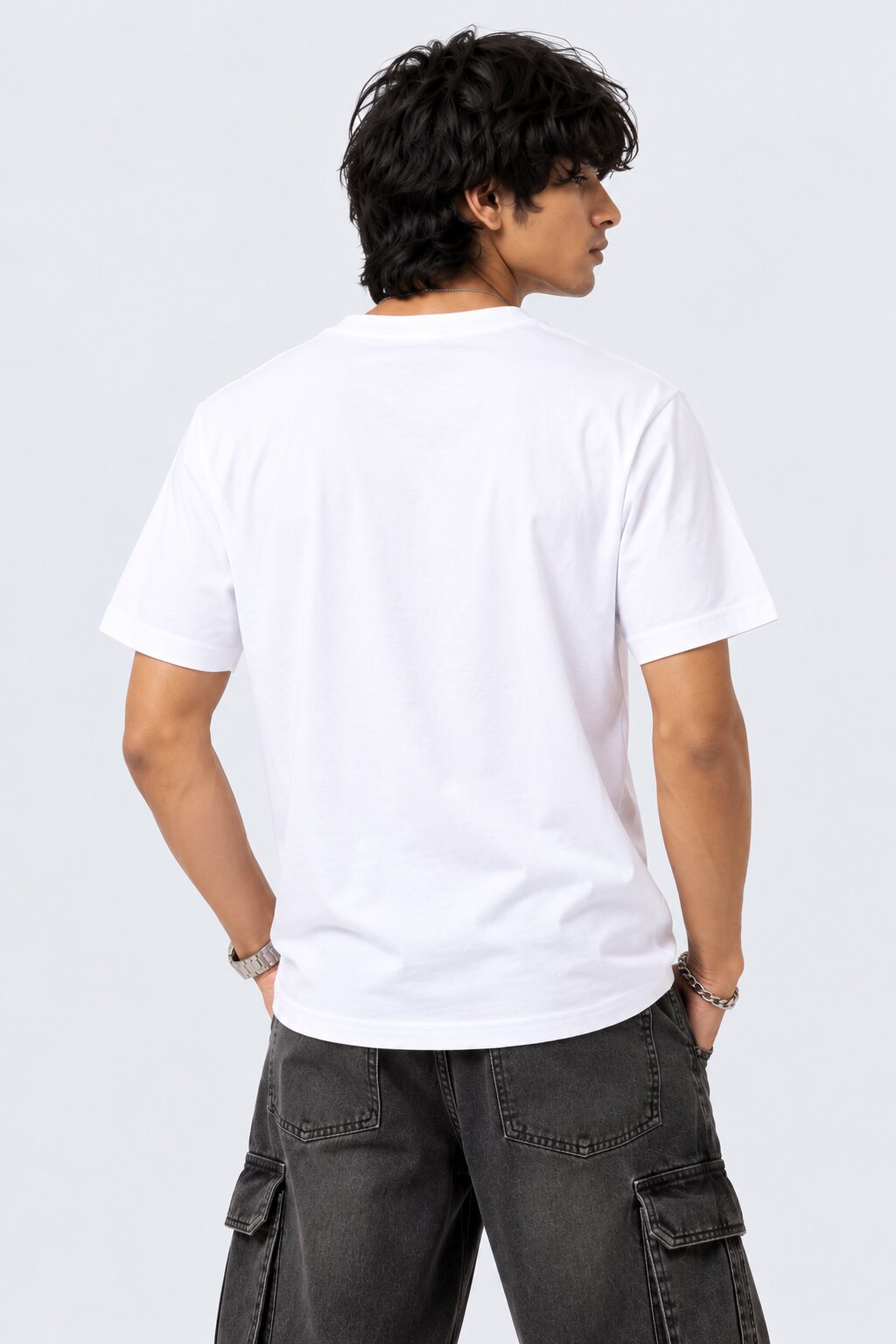 Mens White Cotton Regular Fit T-Shirt - Image 5