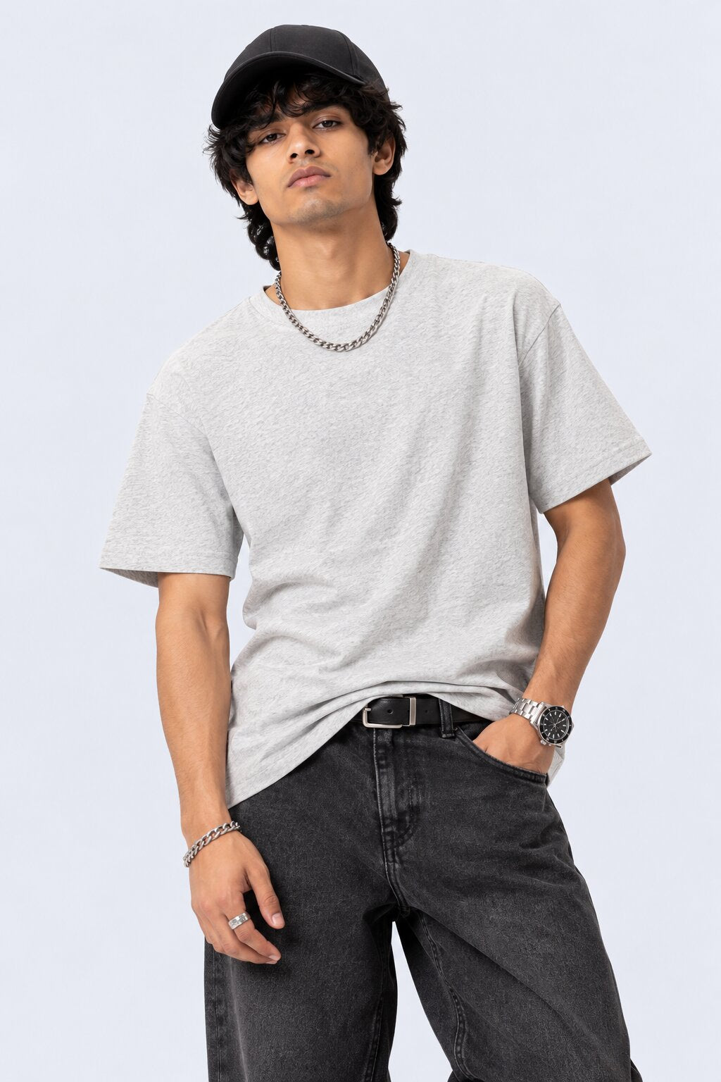 Mens Light Grey Everyday Regular Fit T-Shirt - Image 1