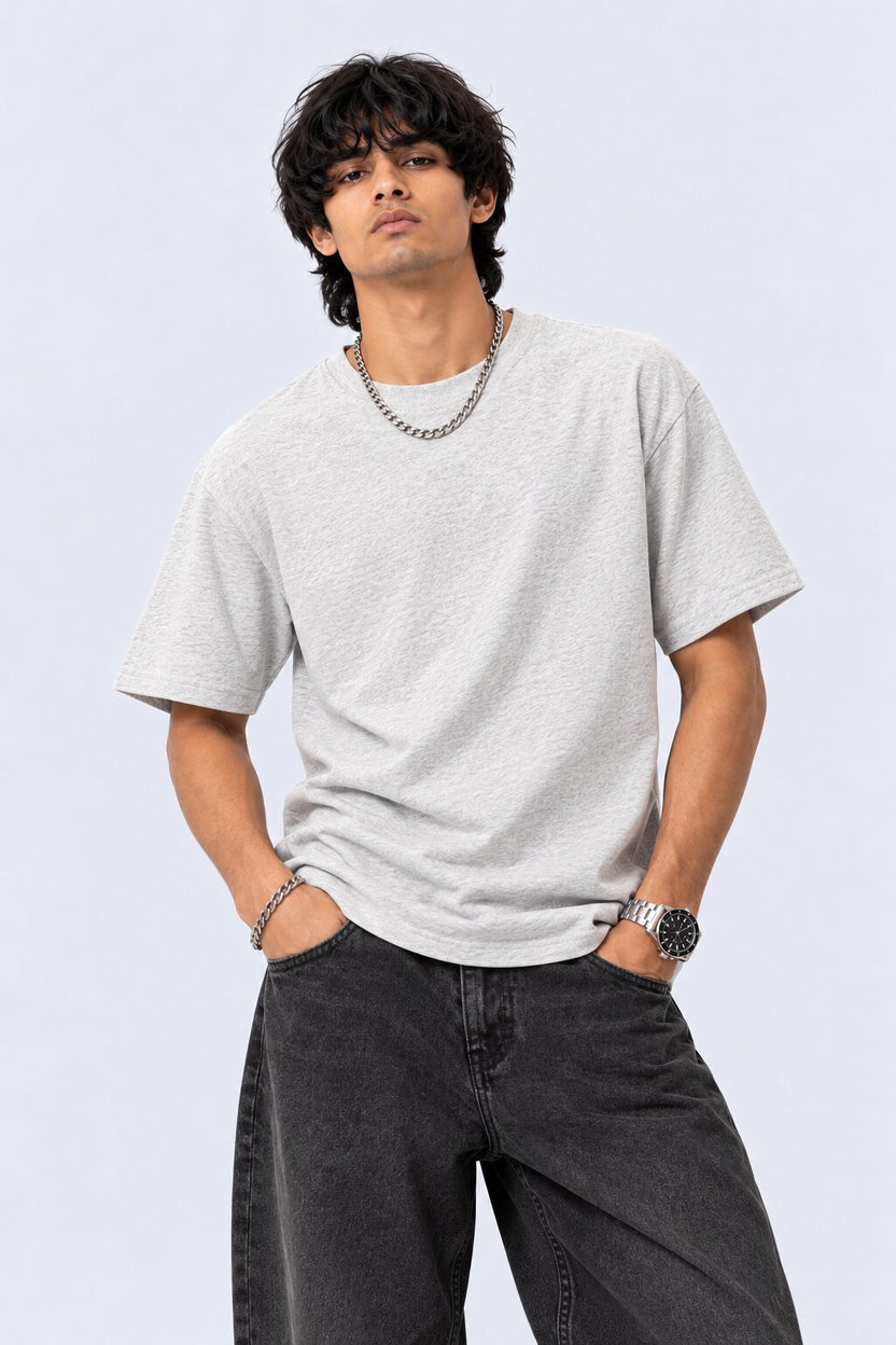 Mens Light Grey Everyday Regular Fit T-Shirt - Image 2