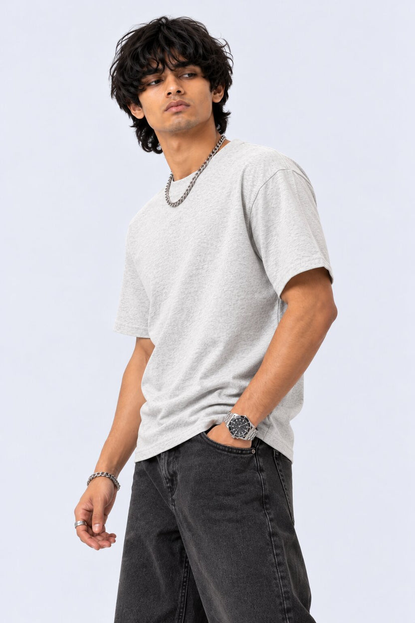 Mens Light Grey Everyday Regular Fit T-Shirt - Image 4