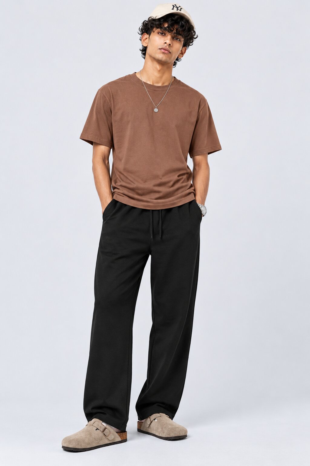 Mens Brown Cotton Regular Fit T-Shirt - Image 5