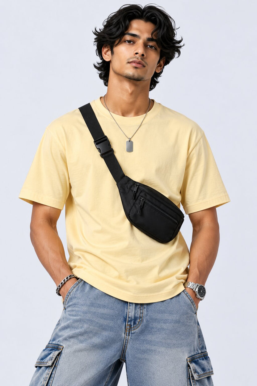 Mens Yellow Cotton Regular Fit T-Shirt - Image 1