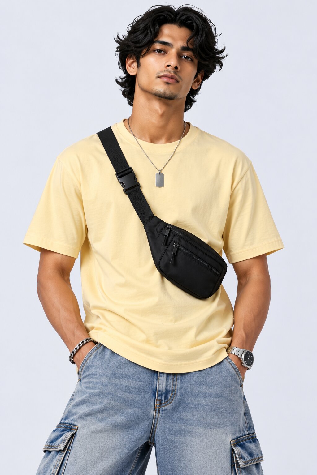Mens Yellow Cotton Regular Fit T-Shirt - Image 1