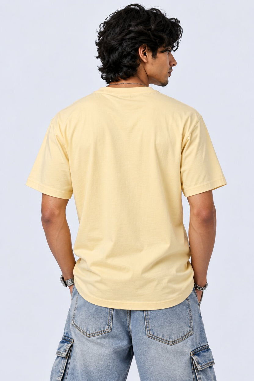 Mens Yellow Cotton Regular Fit T-Shirt - Image 5