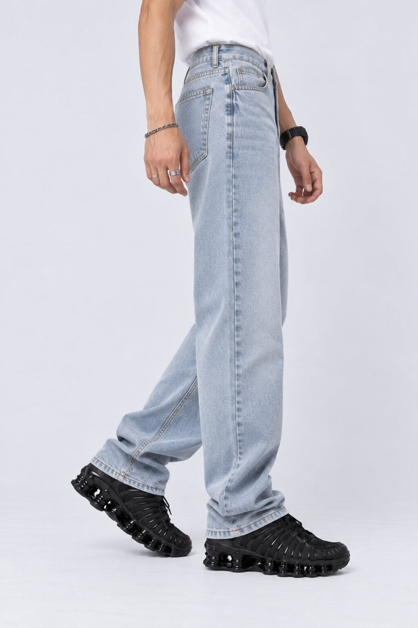 Mens Light Blue Loose Fit Jeans With 5 Pocket - Image 2