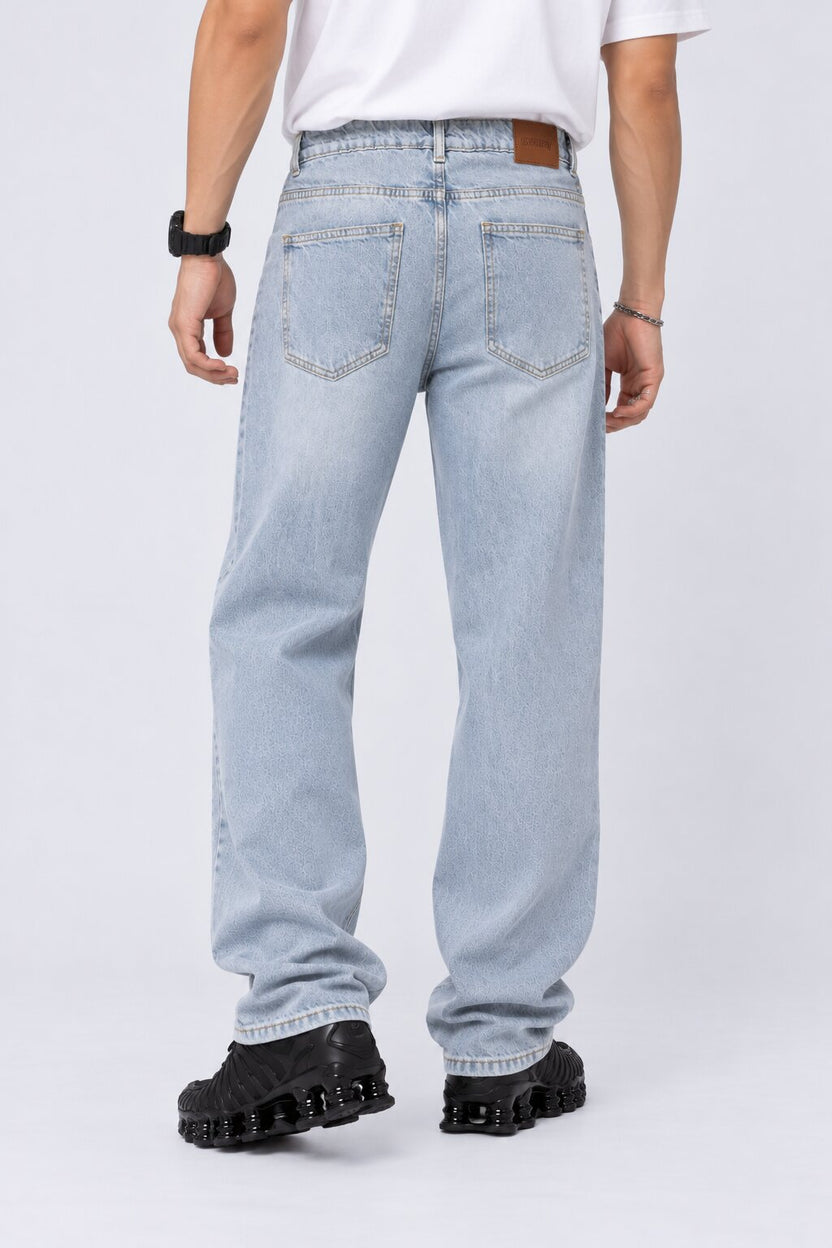 Mens Light Blue Loose Fit Jeans With 5 Pocket - Image 4