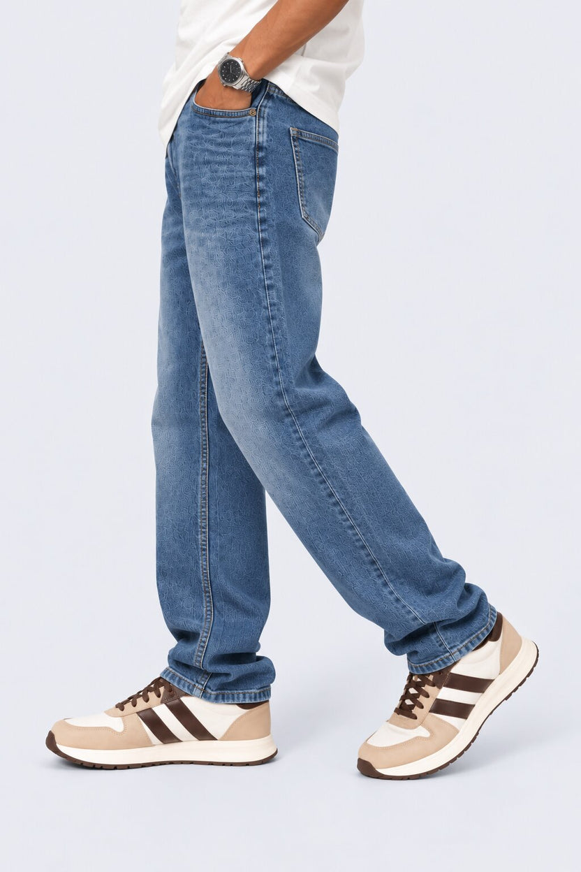 Mens Blue Straight Fit Jeans With 5 Pocket - Image 4