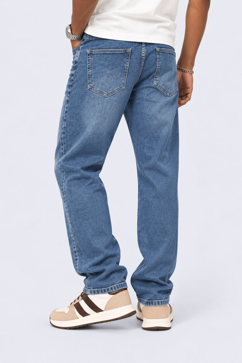 Mens Blue Straight Fit Jeans With 5 Pocket - Image 5