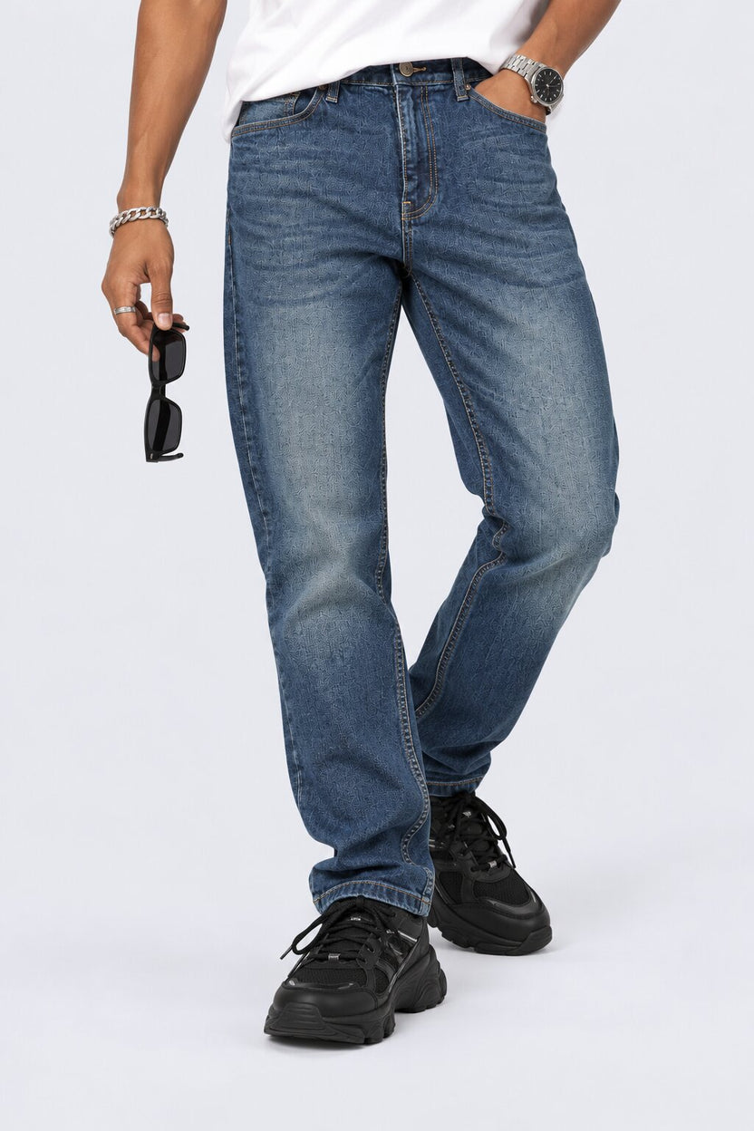 Mens Blue Slim Fit Jeans With 5 Pocket - Image 1