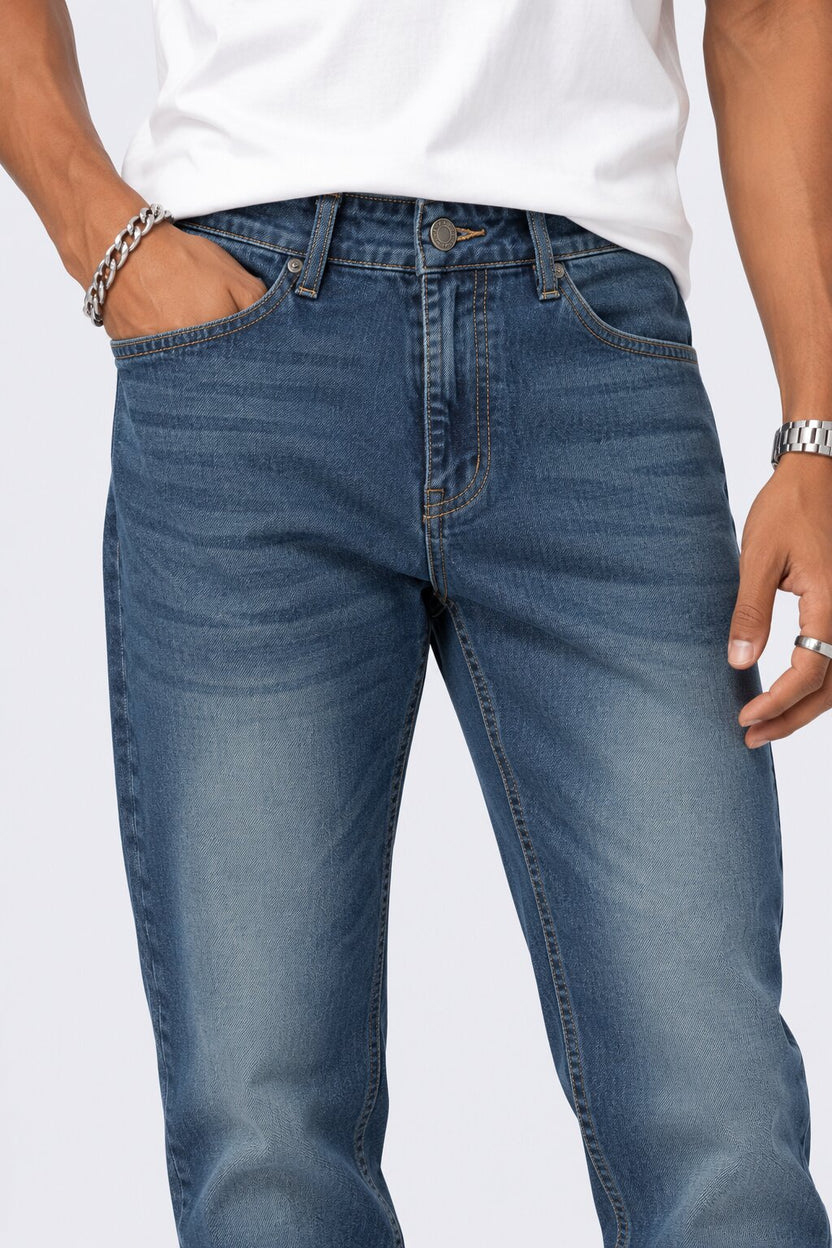 Mens Blue Slim Fit Jeans With 5 Pocket - Image 3