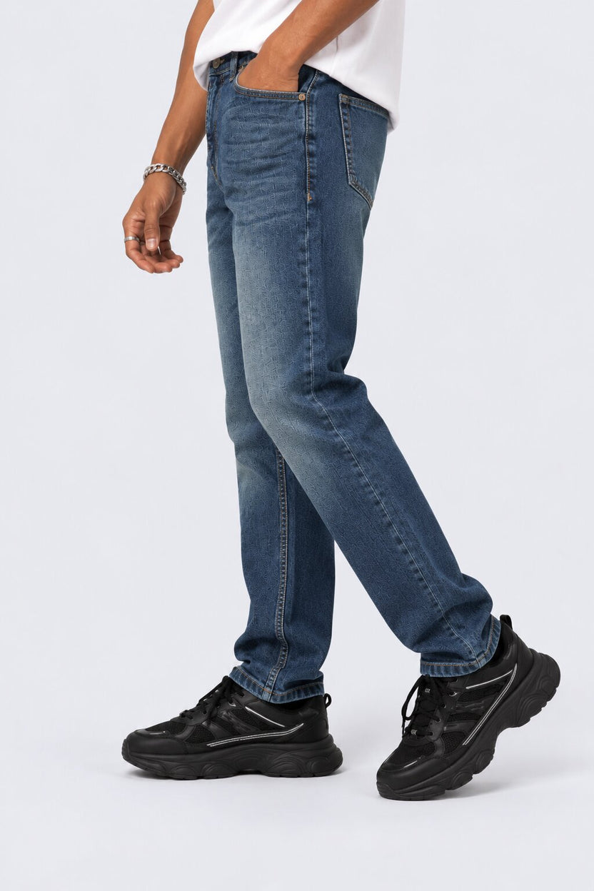 Mens Blue Slim Fit Jeans With 5 Pocket - Image 4