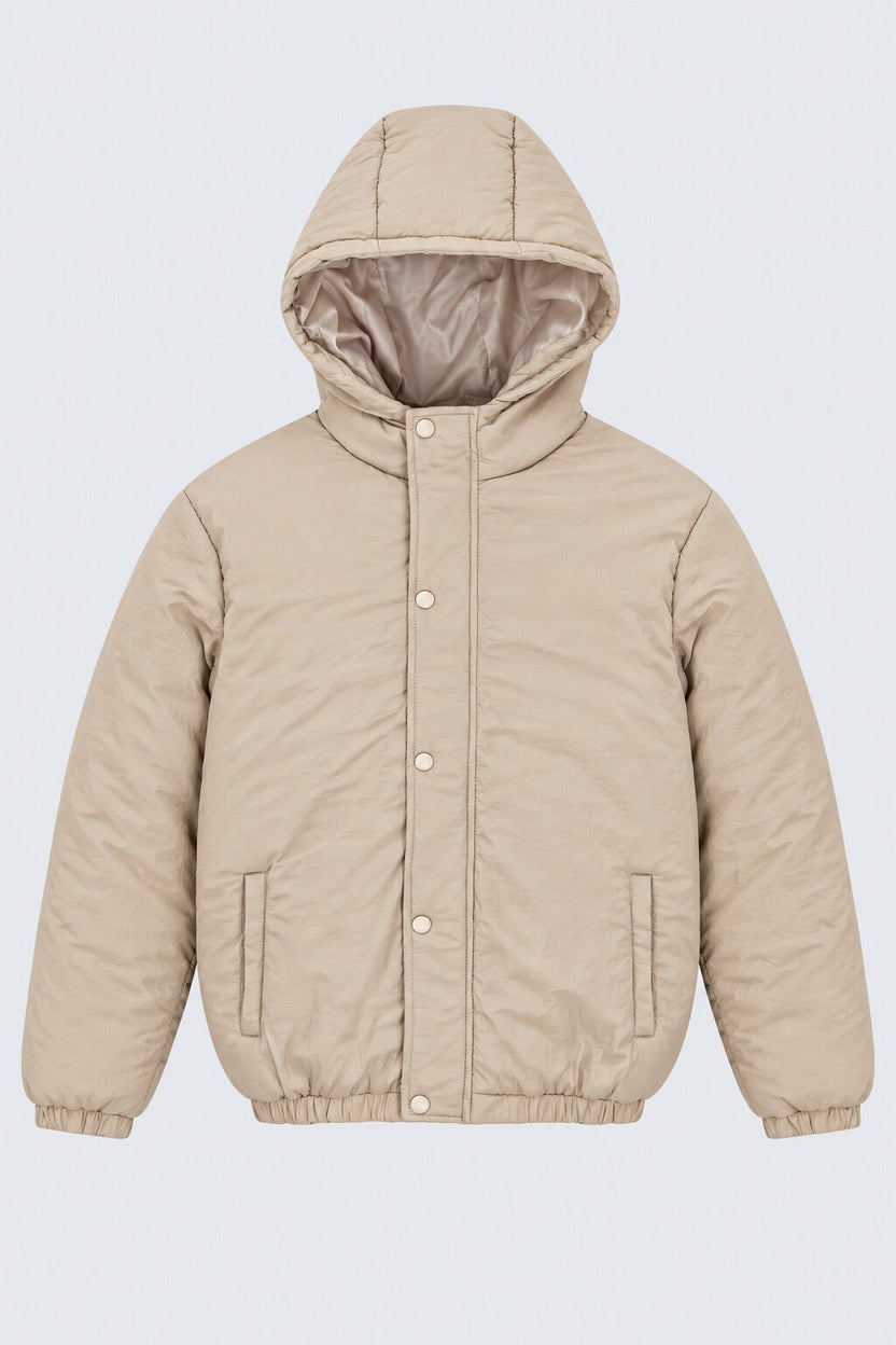 Mens Beige Wear Regular Fit Hooded Jacket - Image 6