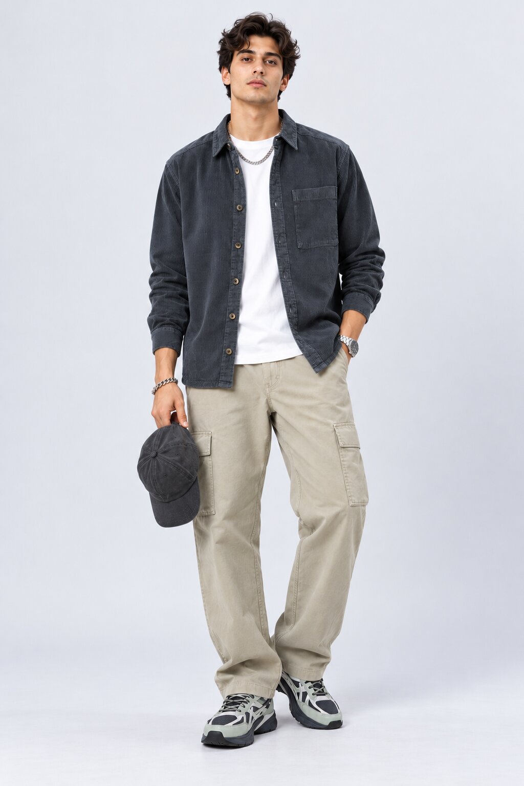 Mens Charcoal Cotton Regular Fit Shaket - Image 6