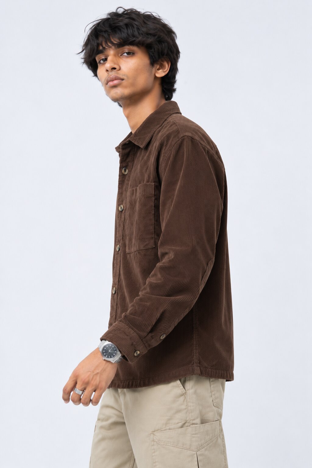 Mens Brown Cotton Regular Fit Shaket - Image 4