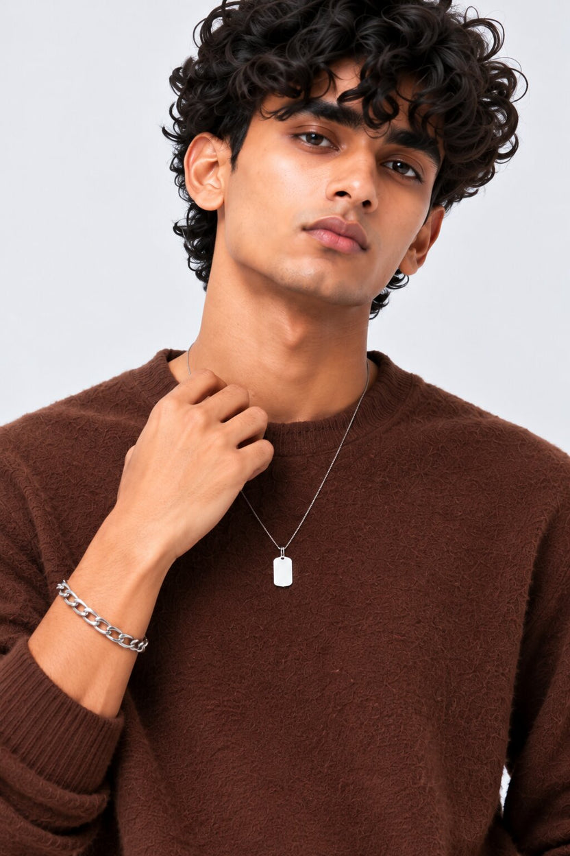 Mens Brown Nylon Blend Regular Fit Sweater - Image 3