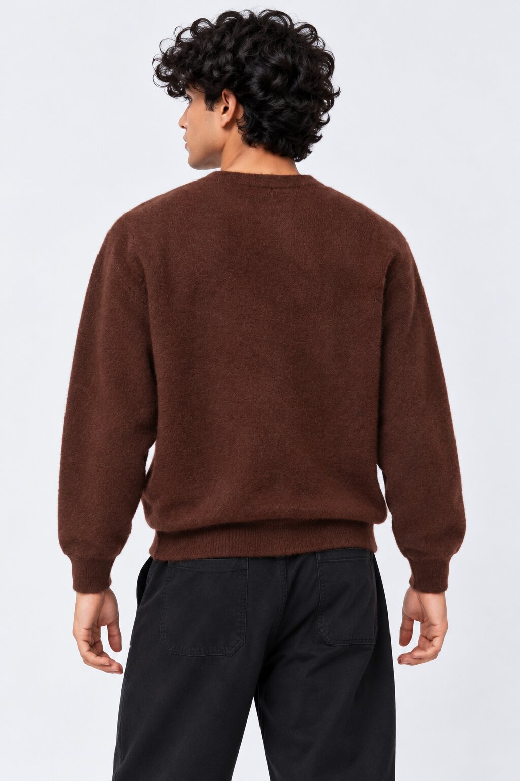 Mens Brown Nylon Blend Regular Fit Sweater - Image 4