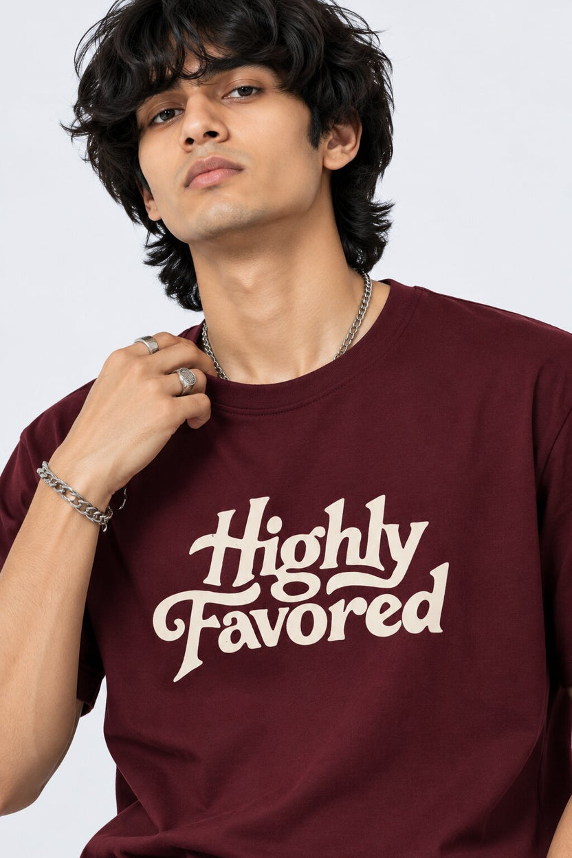 Mens Maroon Graphic Regular Fit T-Shirt - Image 3