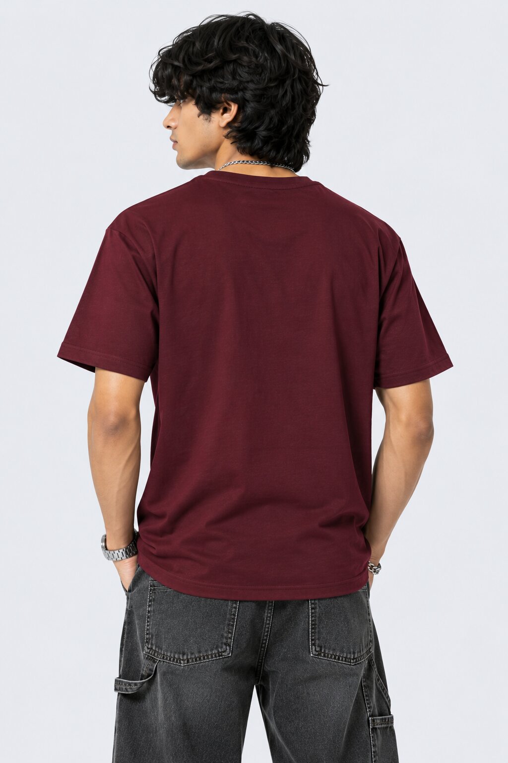 Mens Maroon Graphic Regular Fit T-Shirt - Image 4