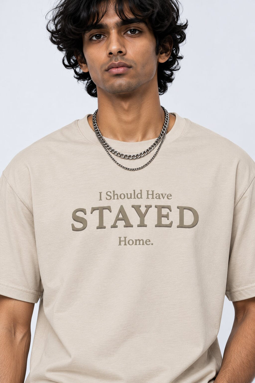 Mens Beige Graphic Regular Fit T-Shirt - Image 3