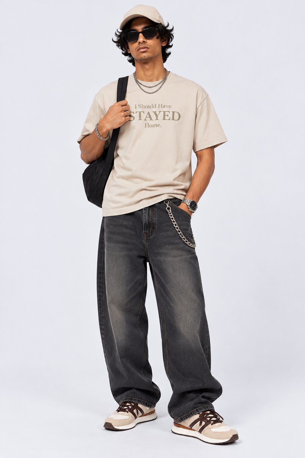 Mens Beige Graphic Regular Fit T-Shirt - Image 6