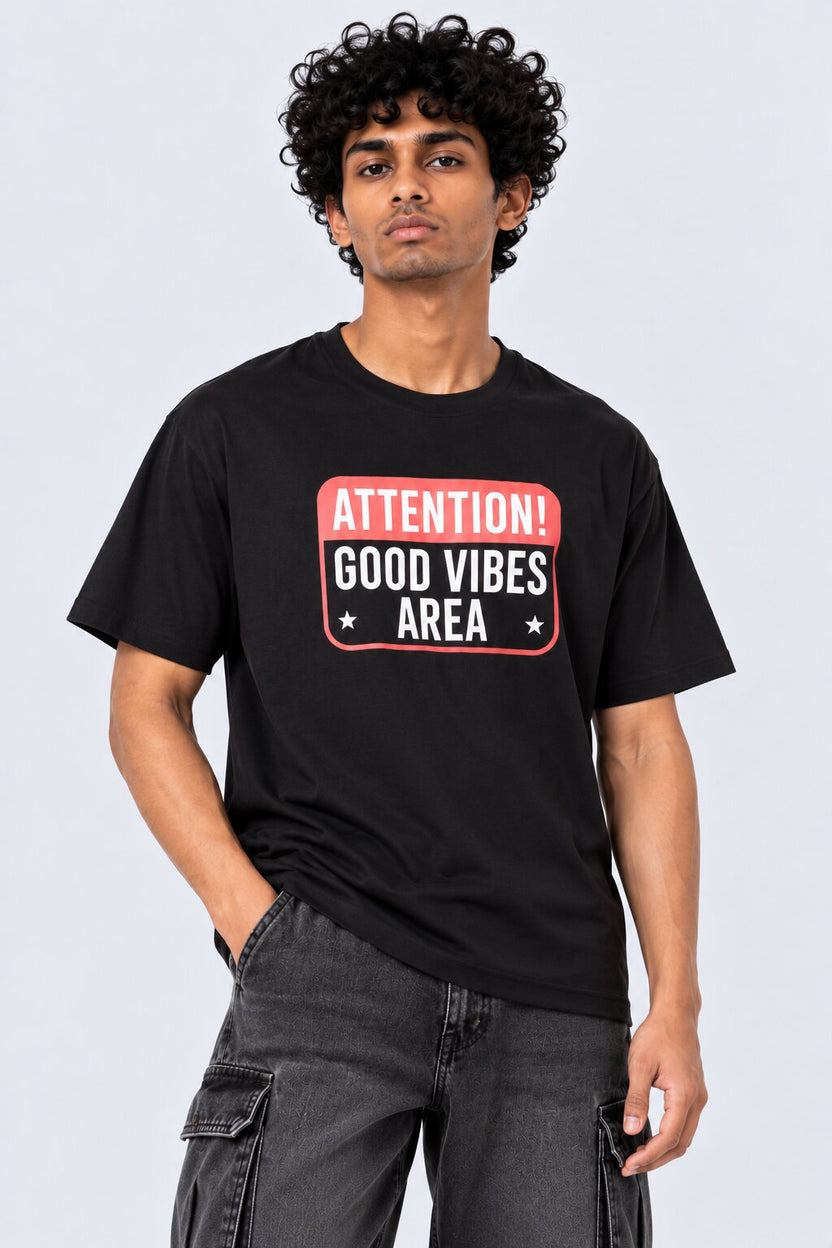 Mens Black Typographic Regular Fit T-Shirt - Image 2