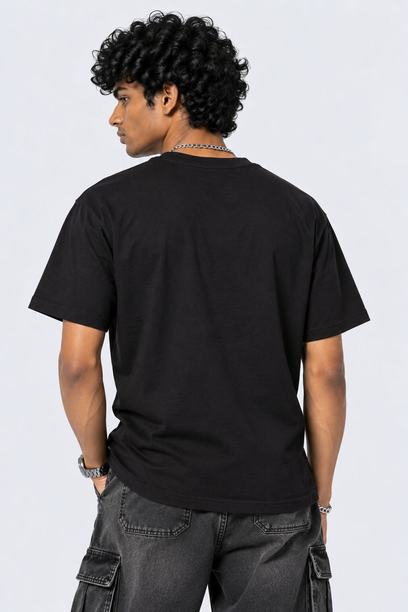 Mens Black Typographic Regular Fit T-Shirt - Image 5