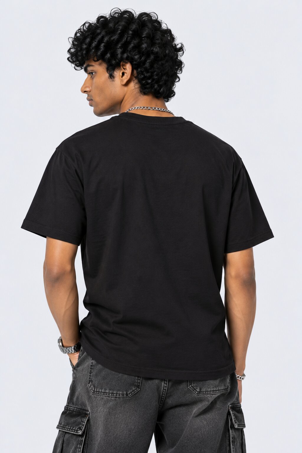 Mens Black Typographic Regular Fit T-Shirt - Image 5