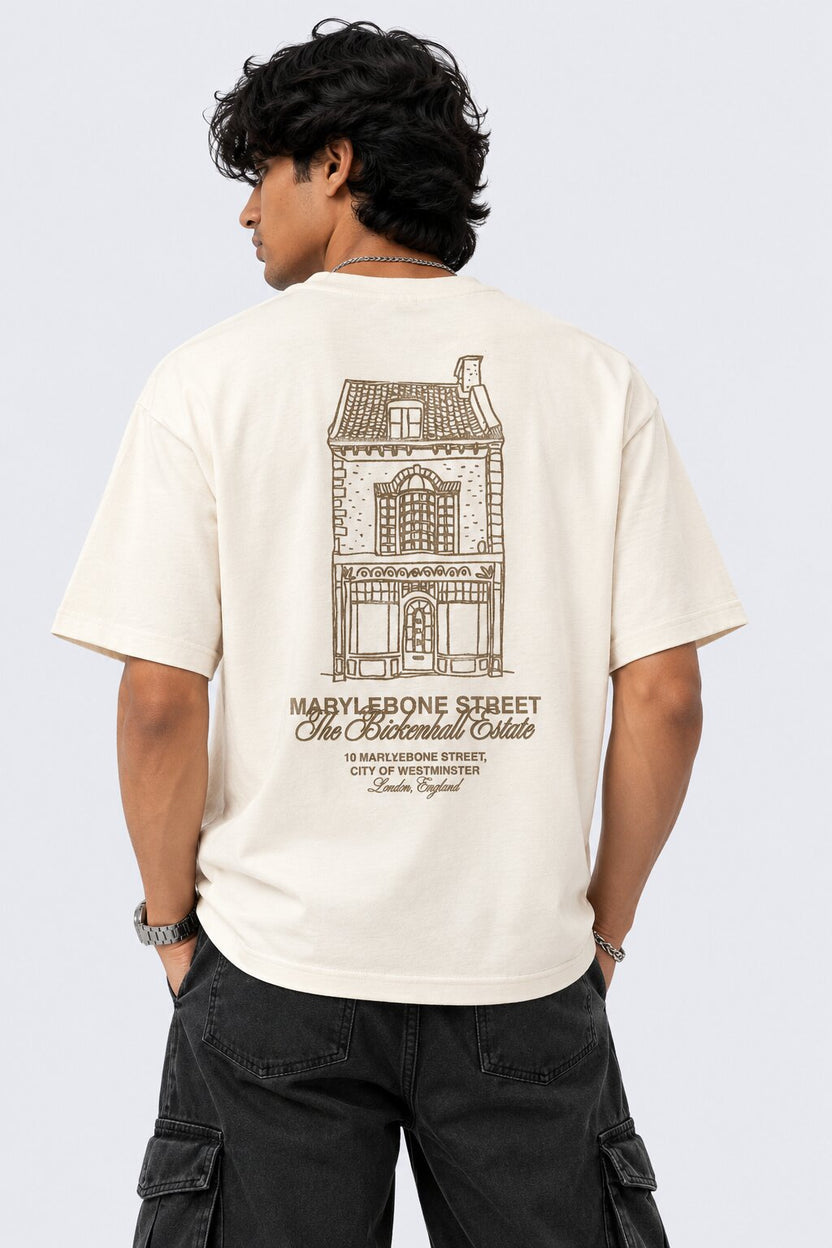 Mens Off White Patterned Relaxed Fit T-Shirt - Image 5