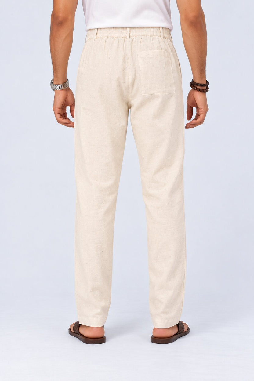 Mens Cream Ethnic Slim Fit Pyjamas - Image 5