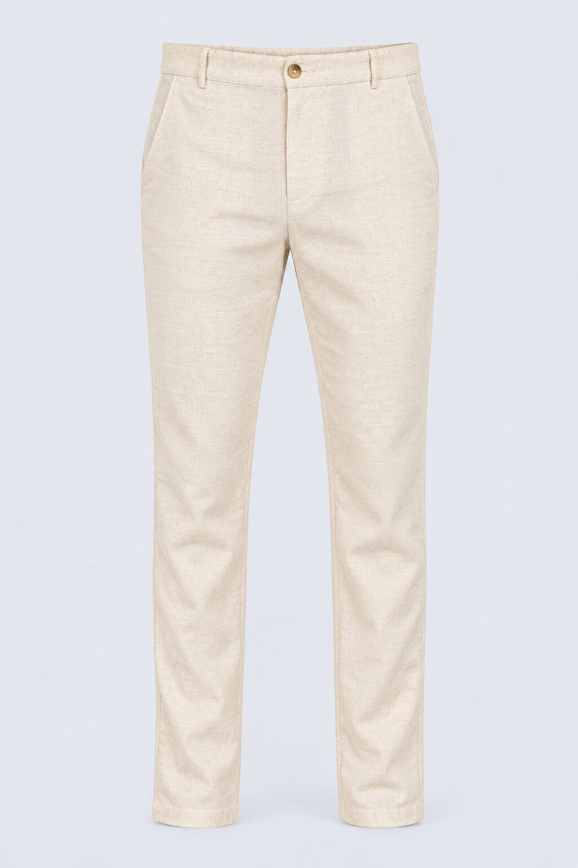 Mens Cream Ethnic Slim Fit Pyjamas - Image 7