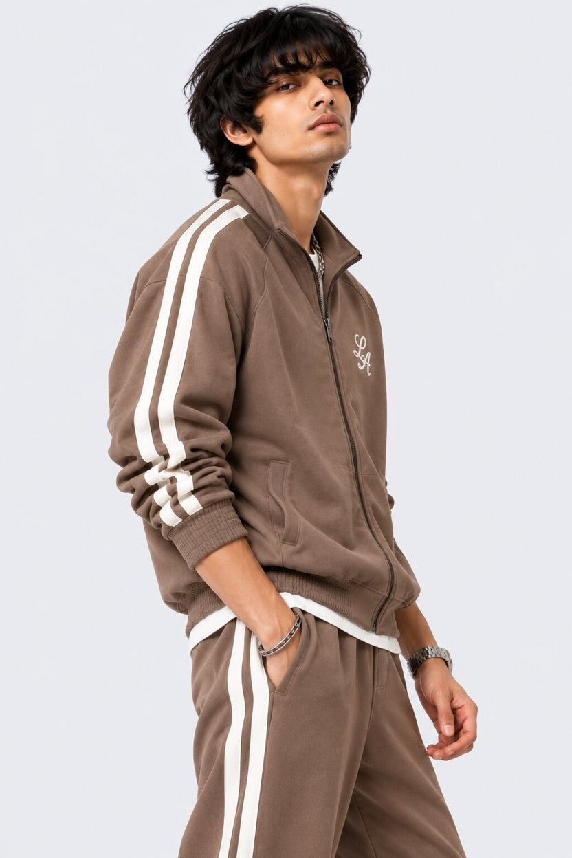 Mens Broown Raglan Sleeves Regular Fit Jacket - Image 2