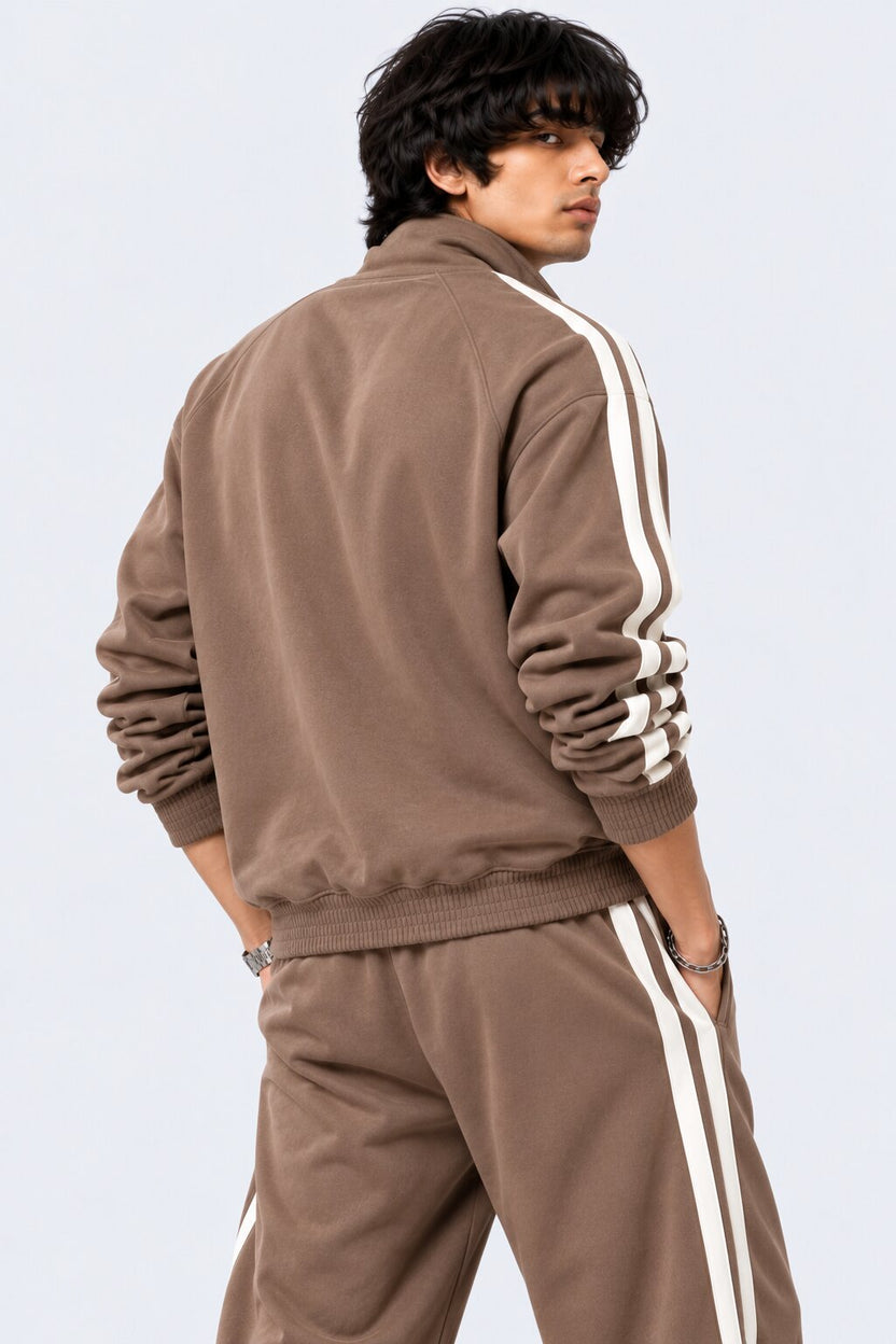 Mens Broown Raglan Sleeves Regular Fit Jacket - Image 4