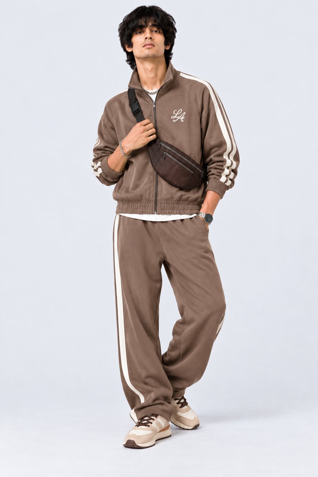 Mens Broown Raglan Sleeves Regular Fit Jacket - Image 5