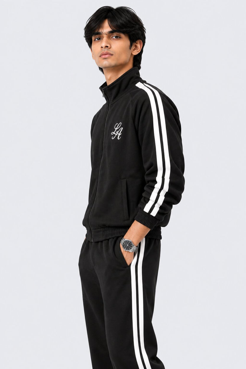 Mens Black Raglan Sleeves Regular Fit Jacket - Image 4