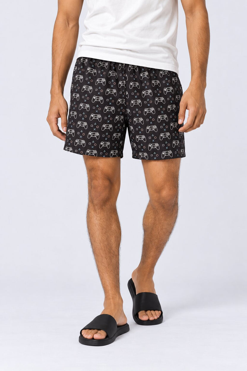 Mens Black Gaming Controller Print Boxer - Image 1