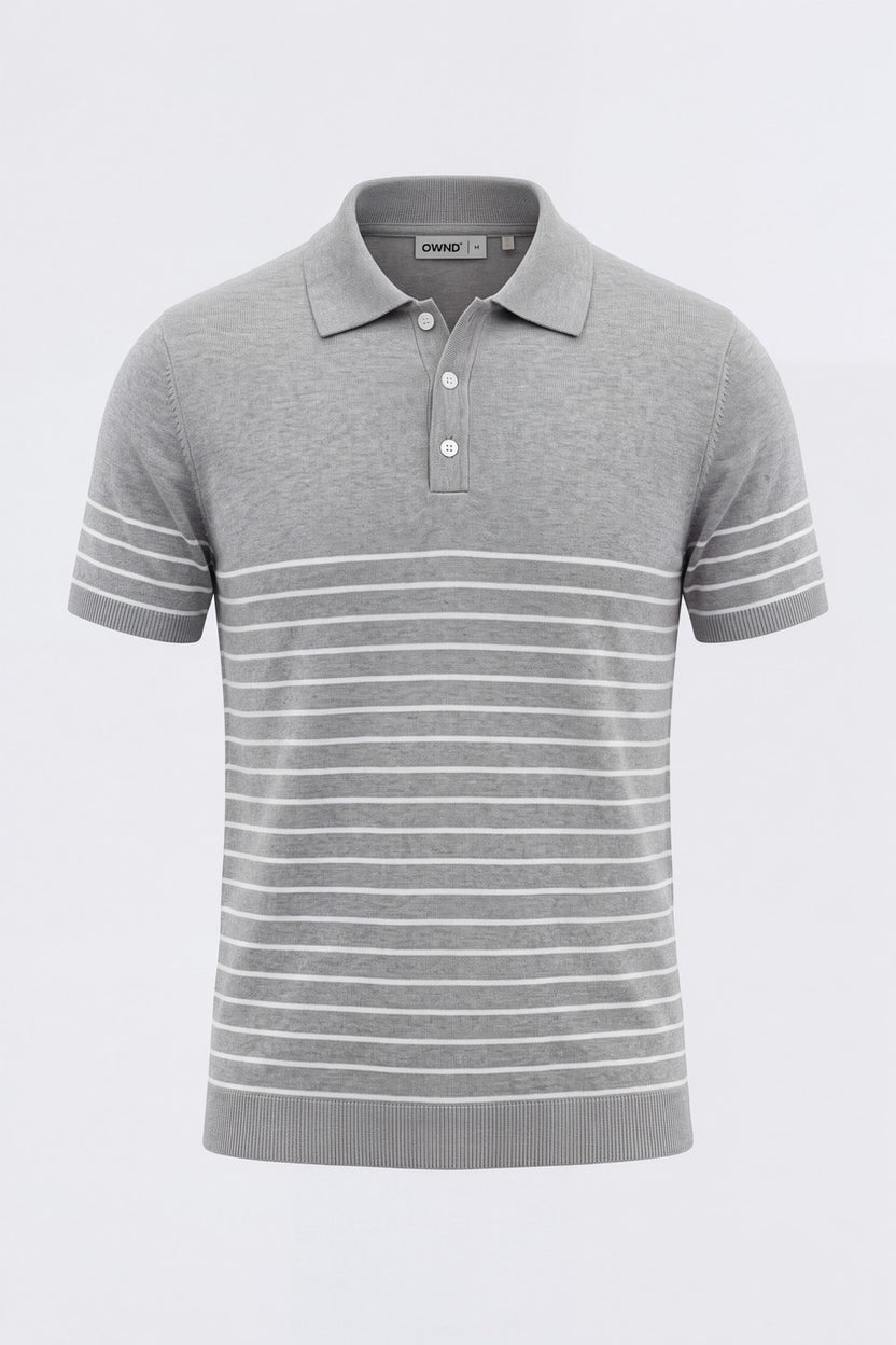Mens Grey Cotton Regular Fit Polo - Image 7