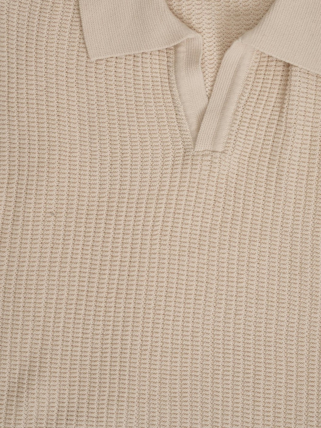 Mens Beige Textured Regular Fit Polo - Image 8