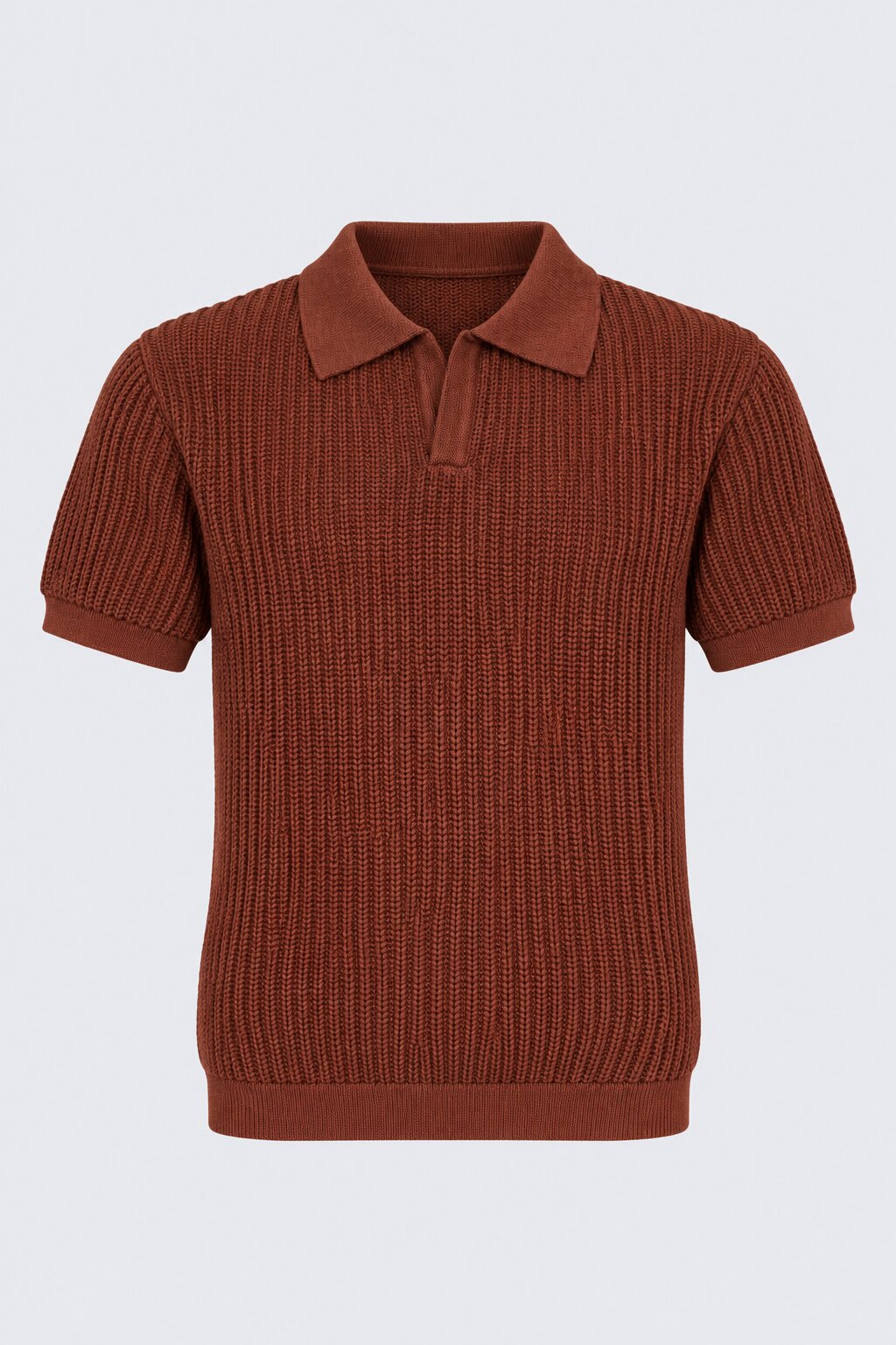 Mens Rust Textured Regular Fit Polo - Image 7