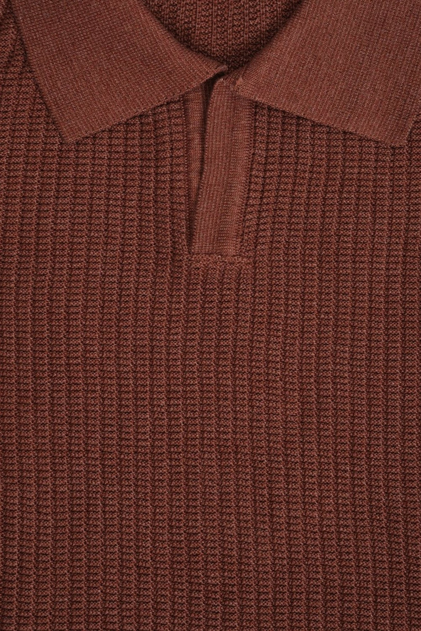 Mens Rust Textured Regular Fit Polo - Image 8
