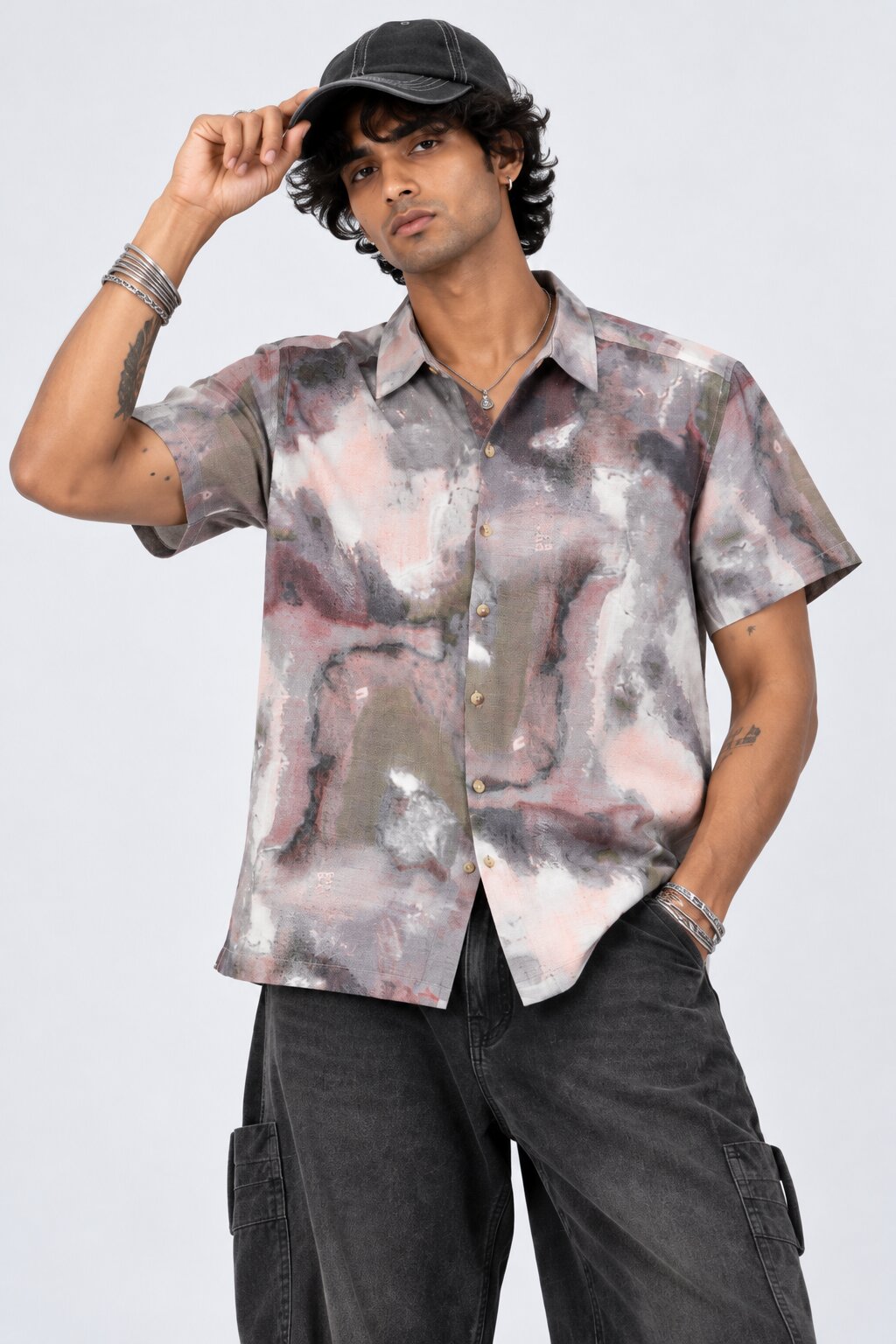 Mens Multi Coloured Abstract Print Shirt - Image 1
