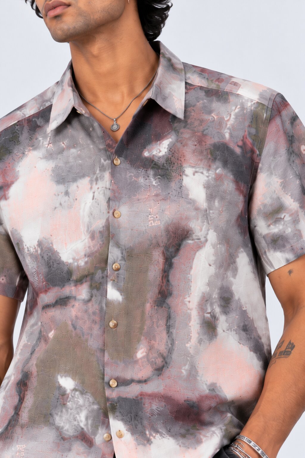 Mens Multi Coloured Abstract Print Shirt - Image 3
