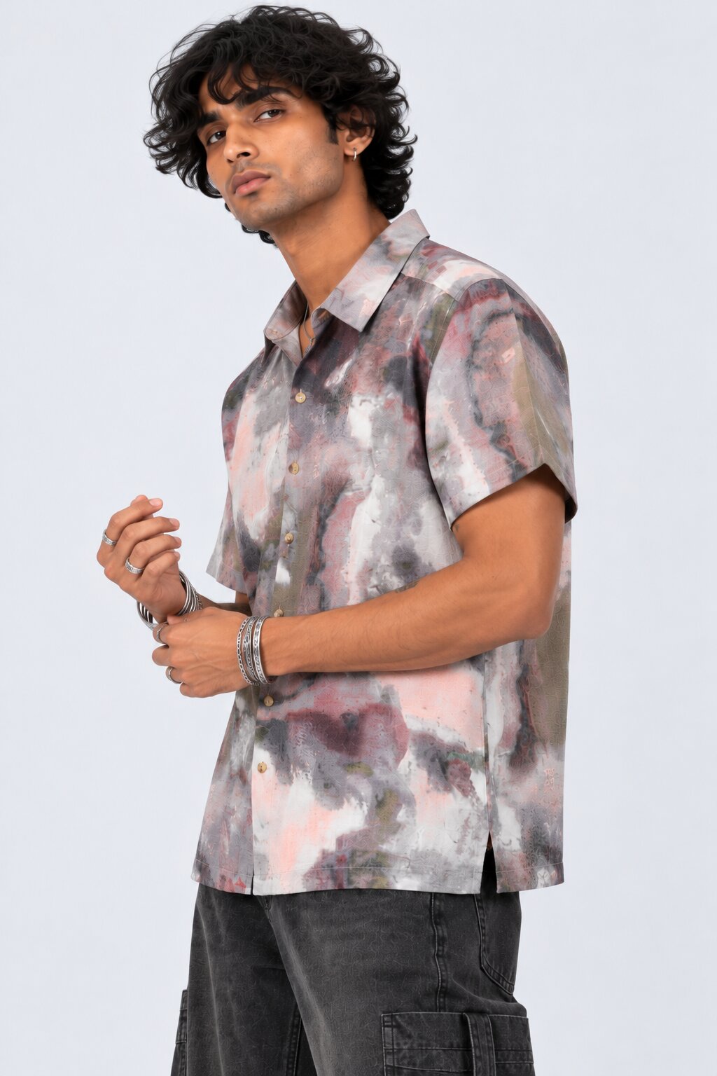 Mens Multi Coloured Abstract Print Shirt - Image 4