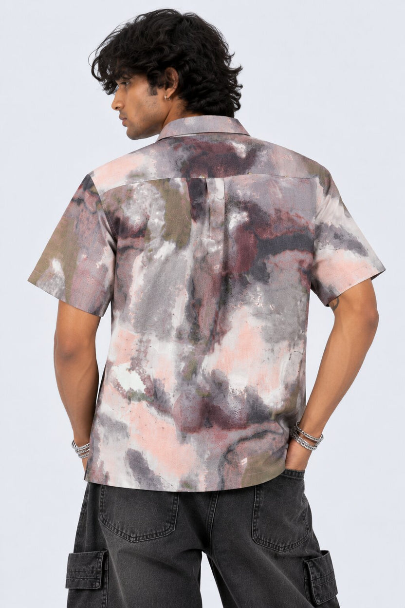 Mens Multi Coloured Abstract Print Shirt - Image 5