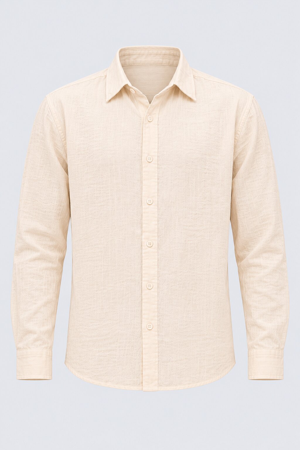 Mens Cream Cotton Regular Fit Shirt - Image 7